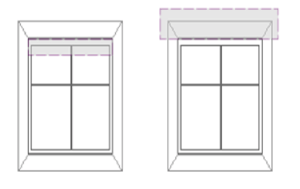 illustration of made to measure blinds both inside and outside of the window recess