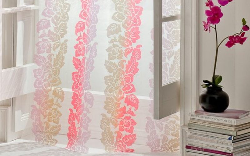 colourful voile curtain with flowers